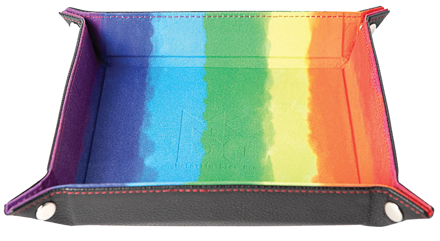 Velvet Folding Tray w/ Leather Backing 10" x 10" Watercolor Rainbow