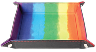 Velvet Folding Tray w/ Leather Backing 10" x 10" Watercolor Rainbow