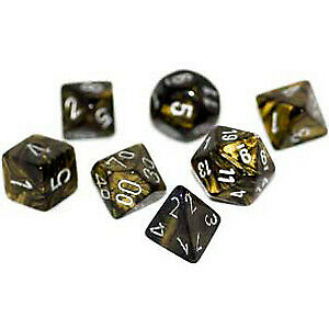 Chessex Dice: Leaf Poly Black/Gold/Silver (7)