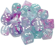 Chessex Dice: Nebula: Polyhedral Wisteria/white Luminary 7-Die Set