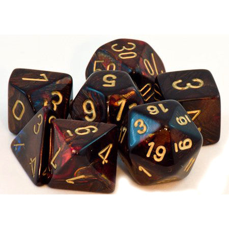 Scarab: Mini-Polyhedral Blue Blood/gold 7-Die Set