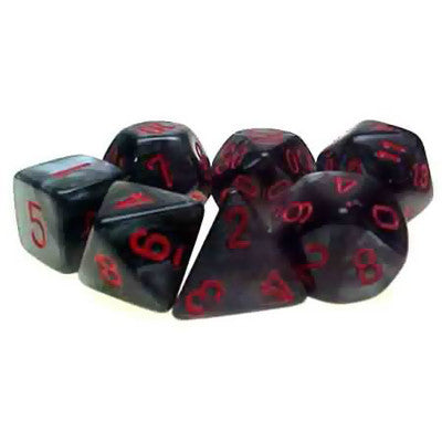 Velvet: Mini-Polyhedral Black/red 7-Die Set
