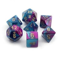 Chessex Dice: Gemini: Mini-Polyhedral Purple-Teal/Gold 7-Die Set