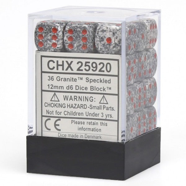 Chessex Dice: Granite 12mm D6 Dice Block (36)