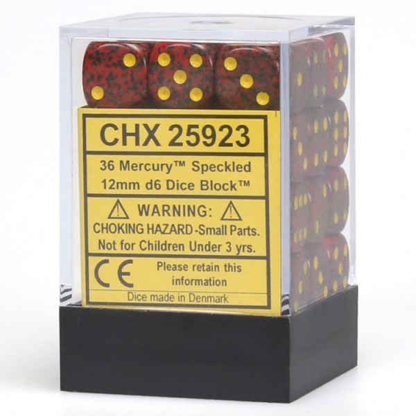 Chessex Dice: Mercury 12mm D6 Dice Block (36)
