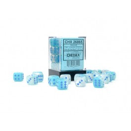 Chessex Dice: Gemini: 12mm d6 Pearl Turquoise-White/blue Luminary Dice Block (36 dice)