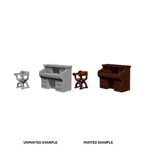 WizKids Deep Cuts Unpainted Miniatures: Wave 5- Desk & Chair