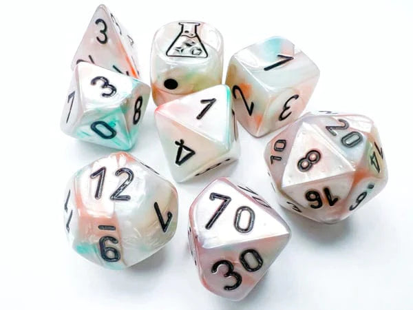 Chessex Dice: Lab Dice 6 Lustrous: Poly Sea Shell/black Luminary 7-Die Set