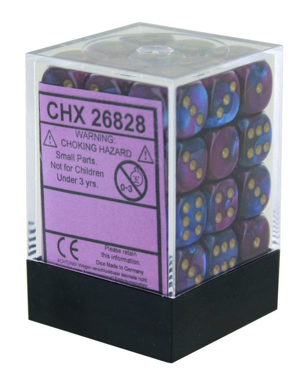 Chessex Dice: Gemini 12mm D6 Blue Purple/Gold (36)