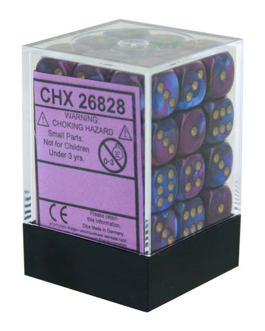 Chessex Dice: Gemini 12mm D6 Blue Purple/White (36)