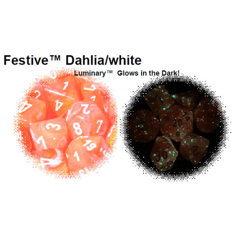 Chessex Dice: Lab Dice Festive: Poly Dahlia/White (7)
