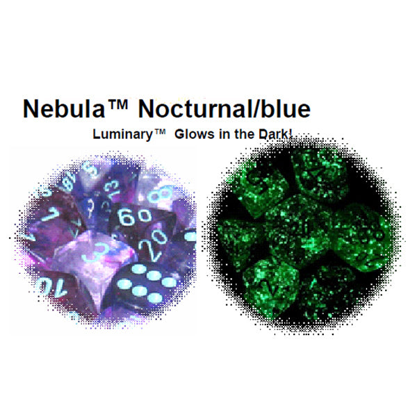 Chessex Dice: Lab Dice Nebulal: Poly Nocturnal/ Blue (7)