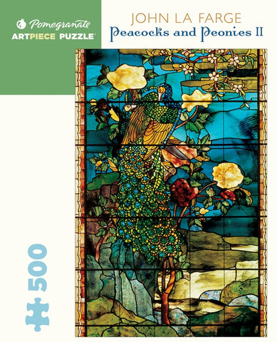 Pomegranate Artpiece Puzzle: 500 Pieces - John La Farge: Peacocks and Peonies II